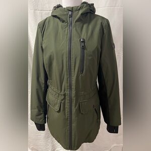 Michael Kors Army Green/black accents Zip-Up Jacket
